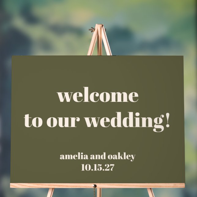 Accueil personnalisé Mariage vert olive moderne (Neutre)