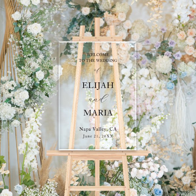 Accueil simple minimaliste du Mariage transparent (Simple Minimalist Transparent Wedding Welcome Acrylic Sign
)