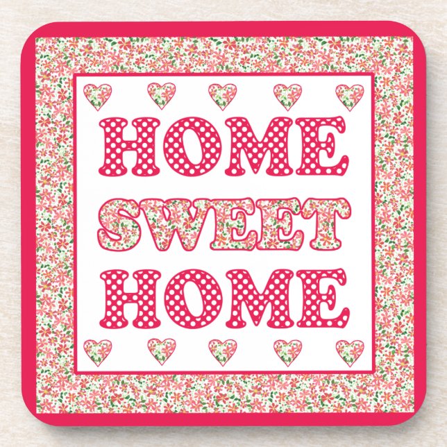 Accueil Sweet Home Dessous de verre Rouge et blanc (Devant)