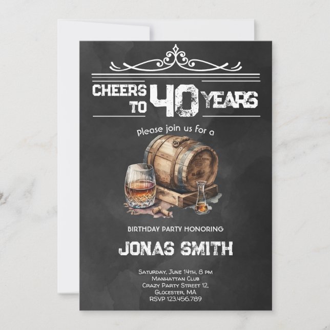 Accueil Whiskey pour adultes invitation de fête d' (Devant)