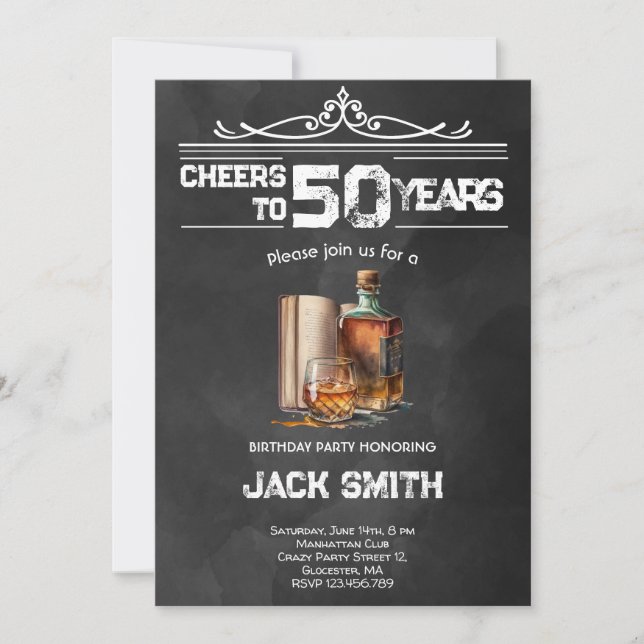 Accueil Whiskey pour adultes invitation de fête d' (Devant)