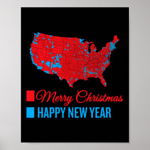 Accurate Election Map Merry Christmas Happy New Ye Poster