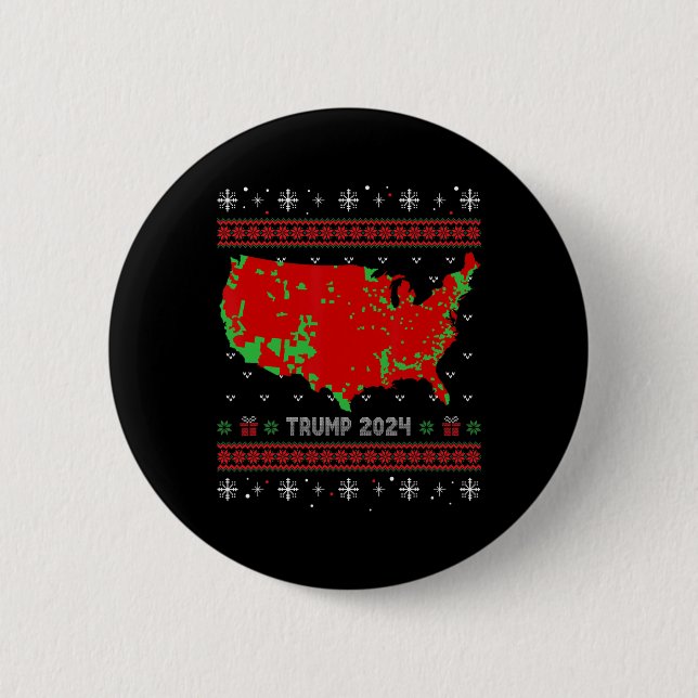 Accurate Map Of 2024 Election Results Ugly Sweater 2 Inch Round Button (Front)