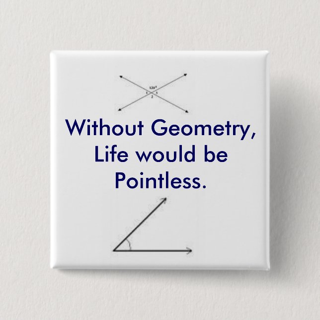 accute angle, angles, Without Geometry, Life wo... 2 Inch Square Button (Front)