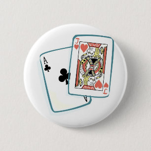 Ace and Jack Poker Cards 2 Inch Round Button
