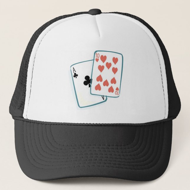 Ace and Ten of Hearts Playing Cards Trucker Hat (Front)