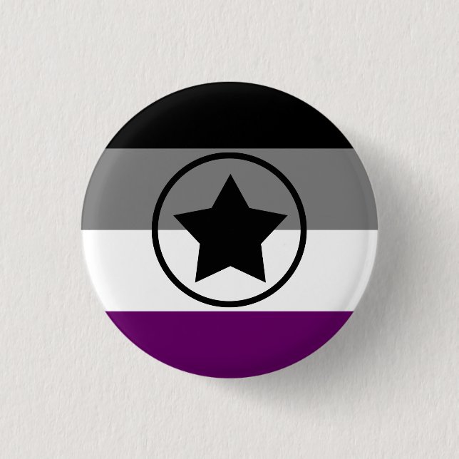 Ace/Asexual Pride Flag with a Star in a Circle 1 Inch Round Button (Front)