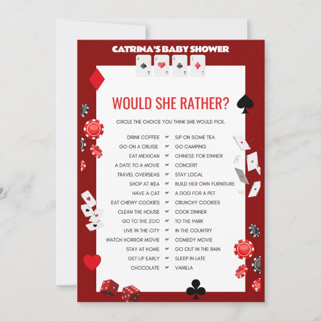 Ace Casino Baby Shower - Editable Name, 5x7 Invitation (Front)