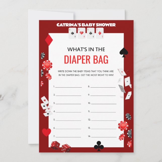 Ace Casino Baby Shower - Editable Name, 5x7 Invitation (Front)
