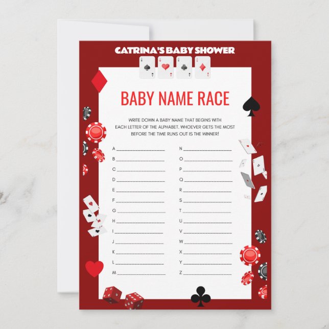 Ace Casino Baby Shower - Editable Name, 5x7 Invitation (Front)
