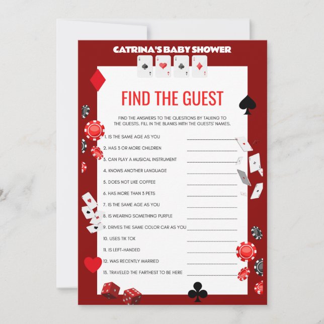 Ace Casino Baby Shower - Editable Name, 5x7 Invitation (Front)