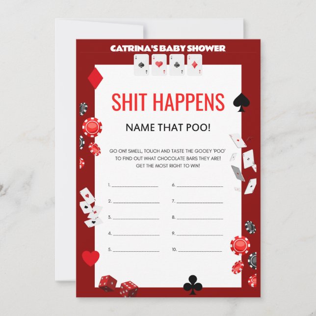 Ace Casino Baby Shower - Editable Name, 5x7 Invitation (Front)