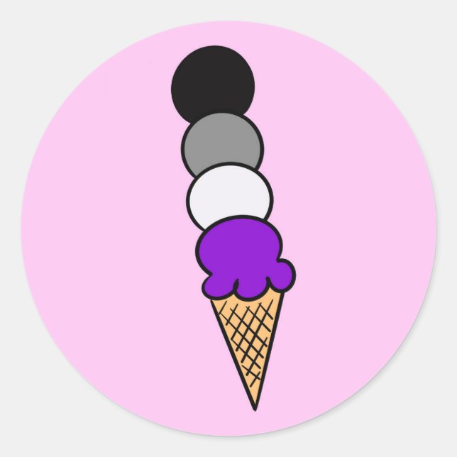 Ace Cream (Asexual Pride) (LGBTQ+ Ice Creams) Classic Round Sticker (Front)