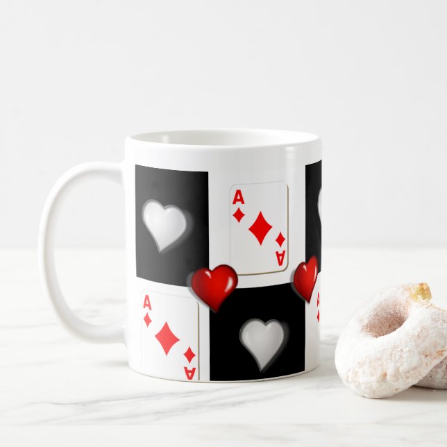 Ace Diamond Coeurs rouges Mug (Avec donut)