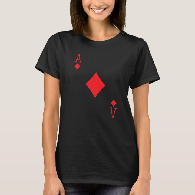 Ace Diamonds Poker Texas Hold Em Deck Cards Playin T-Shirt (Front)