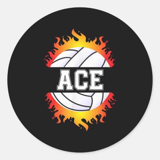 Ace Name Volleyball Player Boys Ball and Net Sport Classic Round Sticker (Front)