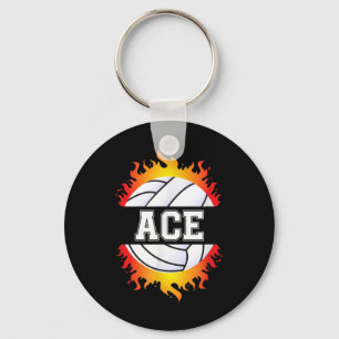 Ace Name Volleyball Player Boys Ball and Net Sport Keychain