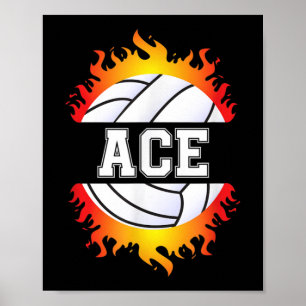 Ace Name Volleyball Player Boys Ball and Net Sport Poster