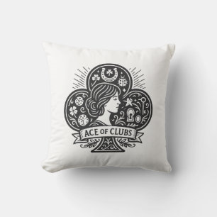 Ace of Clubs — Lady Luck Cameo Throw Pillow