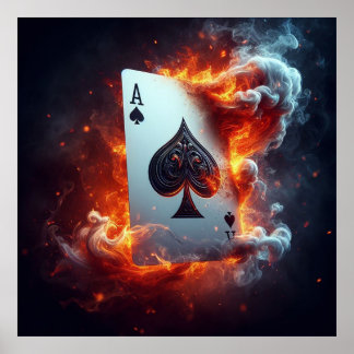 Ace of Flames - Poster de carte de jeu