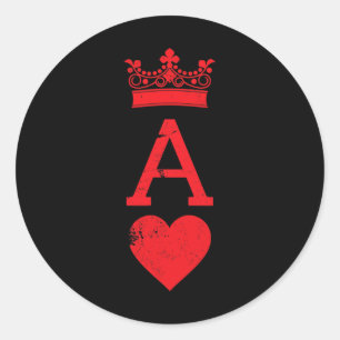 Ace Of Hearts Blackjack Cards Halloween Matching C Classic Round Sticker