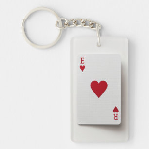 Ace of Hearts Card - Initials Key Ring