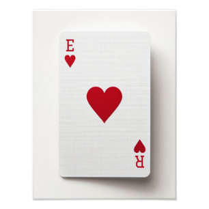Ace of Hearts Card - Initials Poster