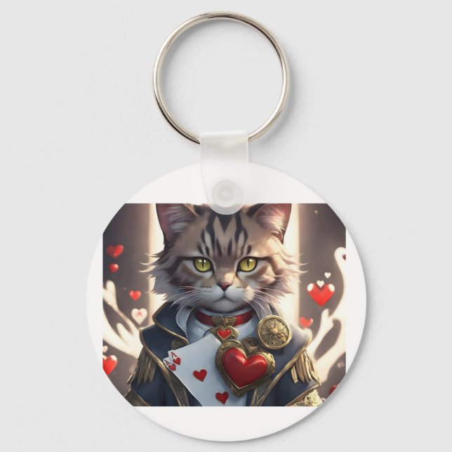 Ace of Hearts Cat Keychain (Front)