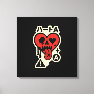 Ace of Hearts — Drip-Heart Katakana (Poker Street) Canvas Print