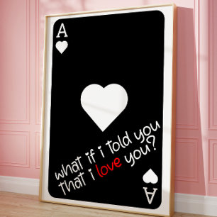 Ace of Hearts Love Card Romantic Playing Poster
