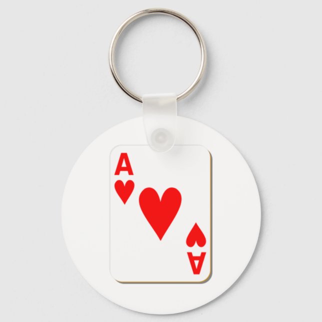 Ace of Hearts Playing Card Keychain (Front)