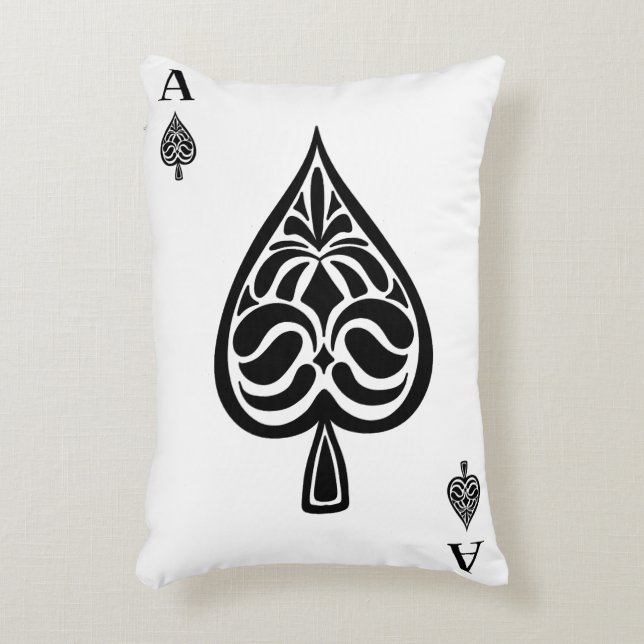 Ace of Spades Black and White Playing Card Accent Pillow (Front(Vertical))