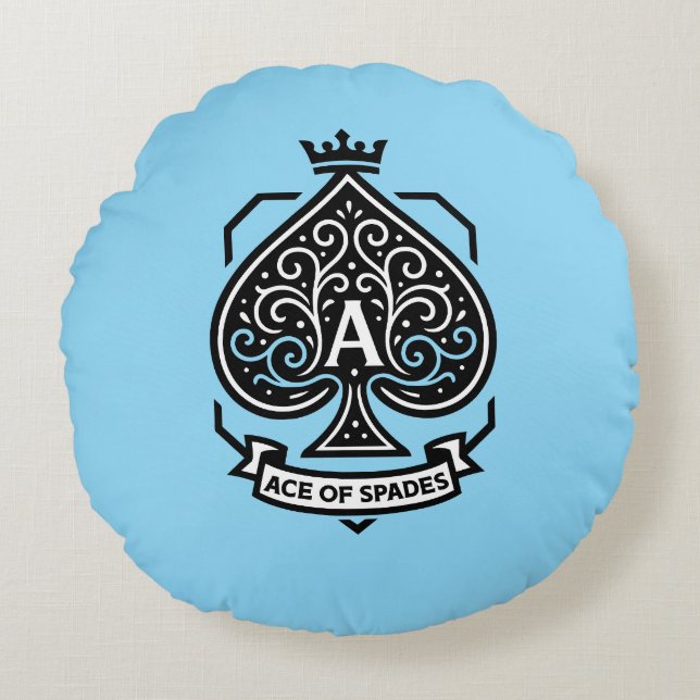 Ace of Spades Crest — Crowned Filigree Round Pillow (Front)