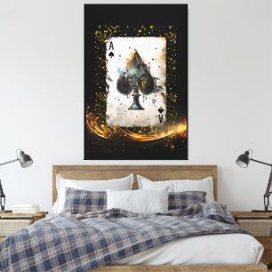 Ace of Spades Gold Splash Playing Card Picture 1 Canvas Print