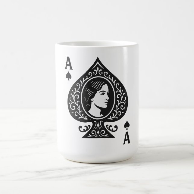 Ace of Spades — Lady Cameo Filigree Emblem Magic Mug (Center)