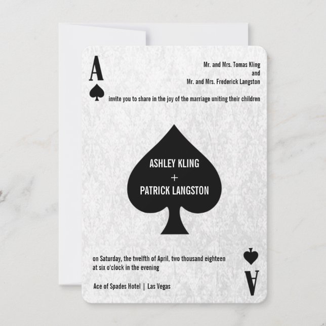 Ace of Spades Modern Chic Wedding Invitation (Front)