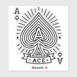 Ace of Spades — Monoline Sunburst Emblem