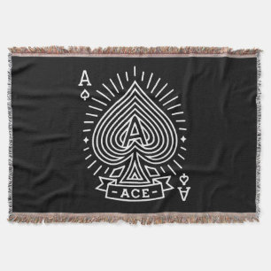 Ace of Spades — Monoline Sunburst Emblem Throw Blanket