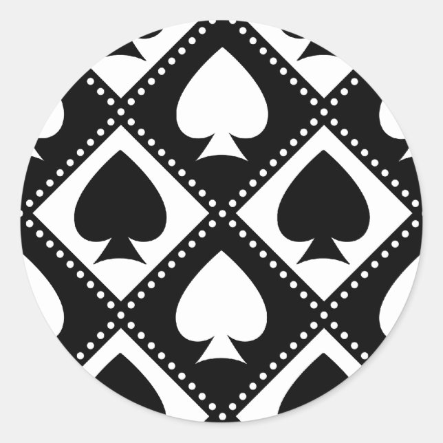 Ace of Spades Motif Classic Round Sticker (Front)