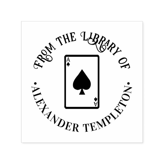 Ace of Spades Playing Card Library Book Name Self-inking Stamp (Design)