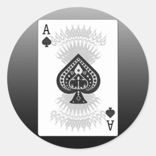 Ace of Spades Poker Card: Classic Round Sticker