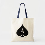 Ace of spades poker wedding tote bag<br><div class="desc">Ace of spades poker wedding tote bag. Personalizable monogram letter. Cute idea for bridesmaids.</div>