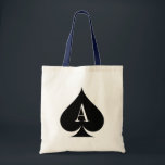 Ace of spades poker wedding tote bag<br><div class="desc">Ace of spades poker wedding tote bag. Personalizable monogram letter. Cute idea for bridesmaids.</div>