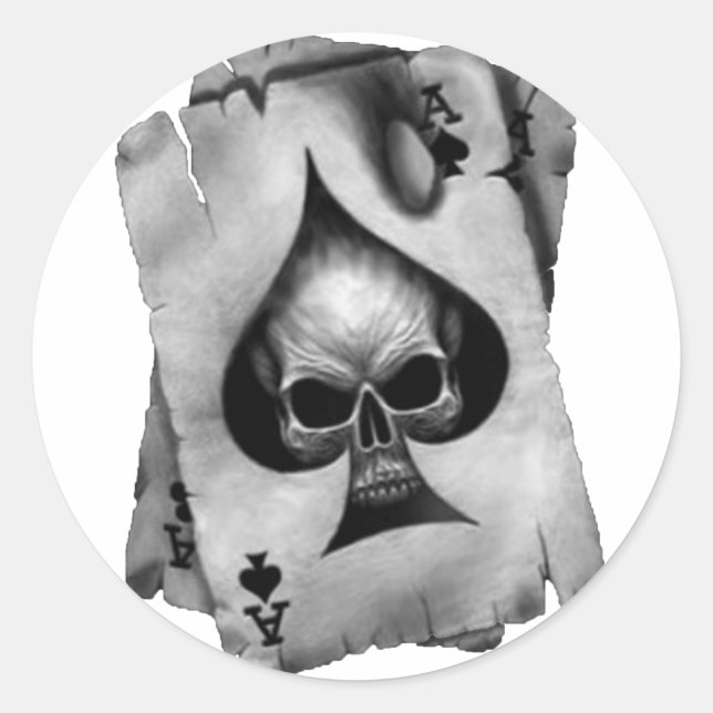 Ace of Spades Skull Classic Round Sticker (Front)