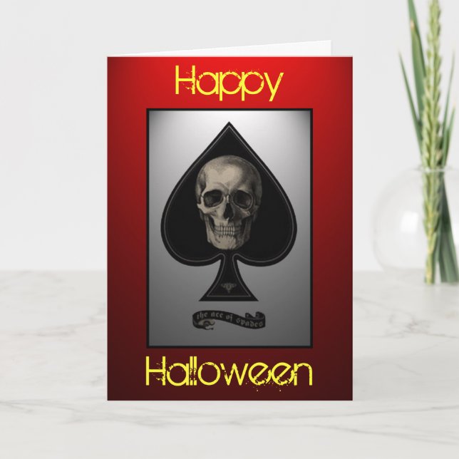 Ace of Spades Skull Halloween Card (Front)