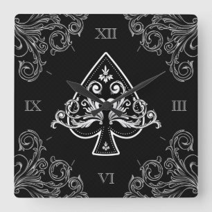 Ace of Spades Square Wall Clock