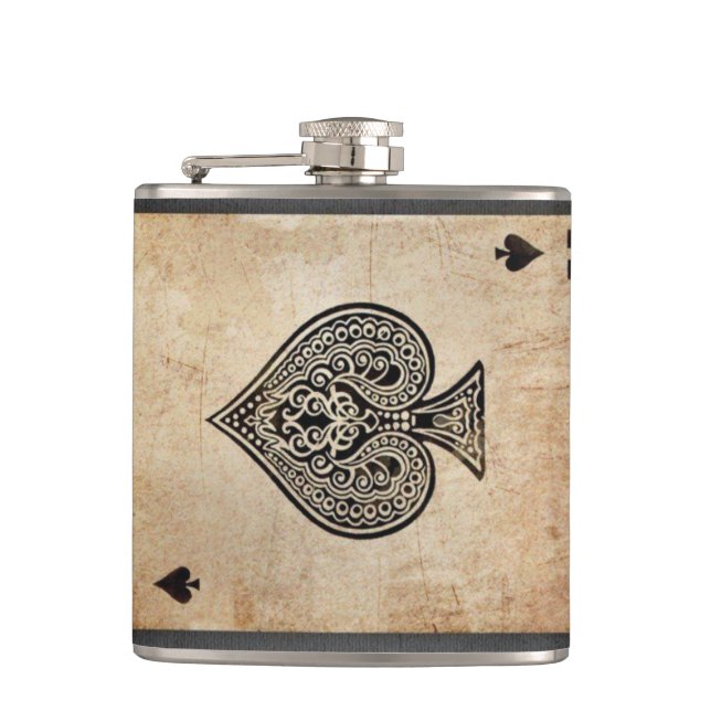Ace of spades throw pillow hip flask (Front)