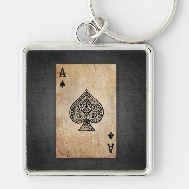 Ace of spades throw pillow keychain (Front)