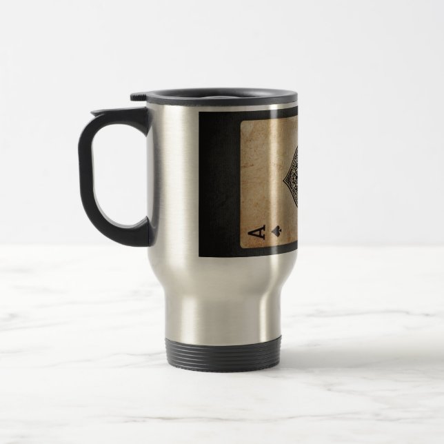 Ace of spades throw pillow travel mug (Left)