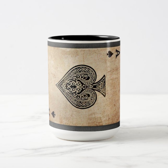 Ace of spades throw pillow Two-Tone coffee mug (Center)